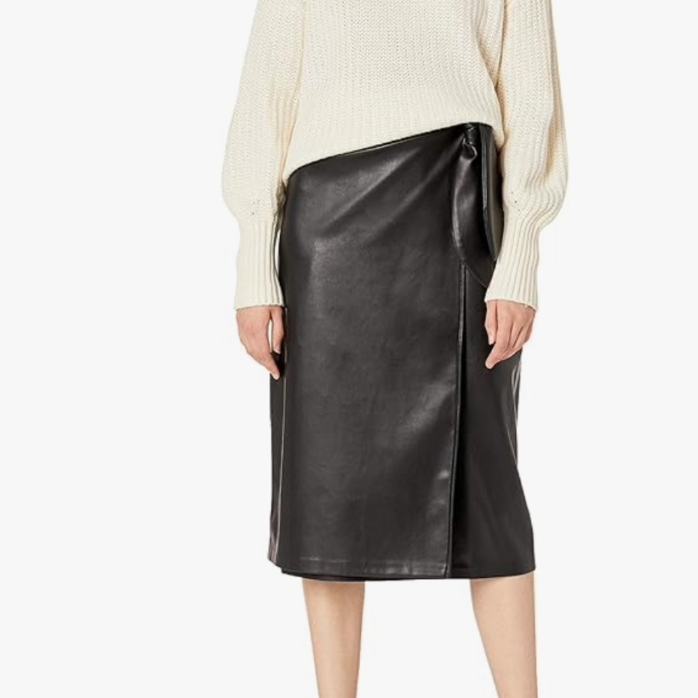 Faux Leather Wrap Skirt